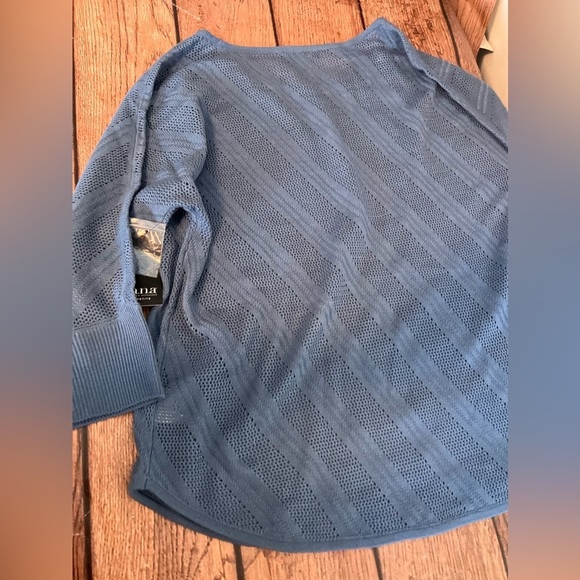 Ana A New Approach Blue Crocheted Blouse NWT Size Petite Medium - Picture 5 of 7